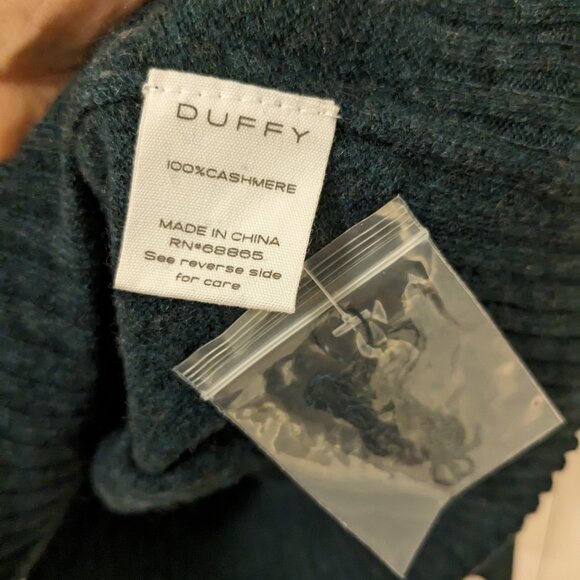 NWT DUFFY Cashmere Sweater Small Pine Teal Pullover Loose Cowl Roll Neck Luxury - Picture 7 of 8